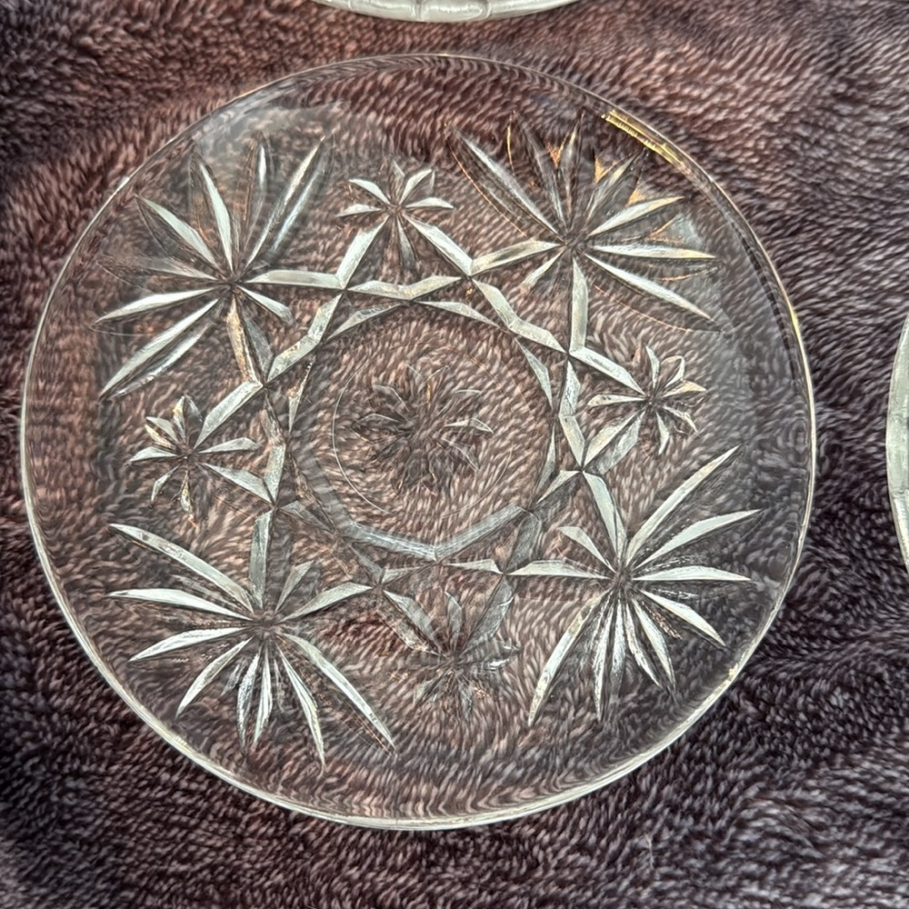 Anchor Hocking Early American Prescut "Star of David" clear glass coasters - Picture 2 of 4